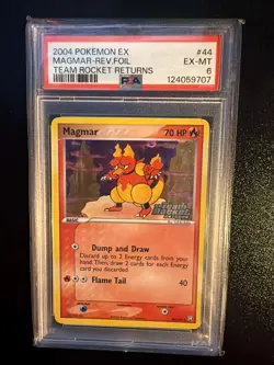 TEAM ROCKET RETURNS MAGMAR #44 REVERSE HOLO STAMPED POKEMON EX PSA 6 - Image 1