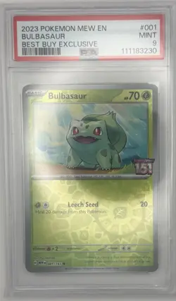 2023 POKEMON MEW EN-151 BEST BUY EXCLUSIVE #001 BULBASAUR PSA 9 - Image 1