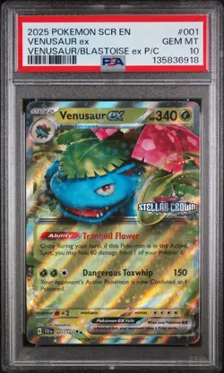 2025 POKEMON SCR EN-STELLAR CROWN #001 VENUSAUR EX PSA 10 - Image 1