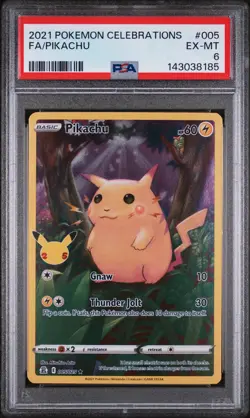 2021 Pokemon—Pikachu #005 Celebrations—Rare Holo PSA 6 - Image 1