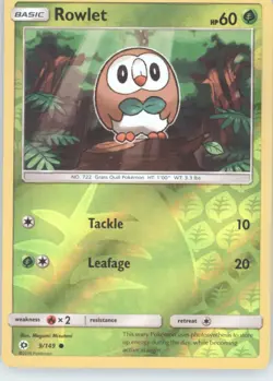 Rowlet Reverse Holo Pokemon tcg SM Base Set #9/149 - Image 1