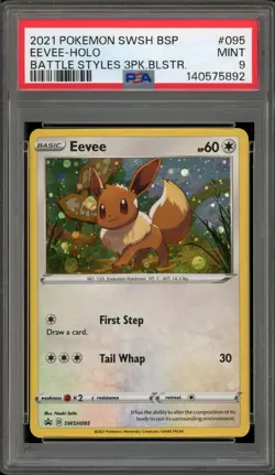 Pokemon Eevee Battle Styles 3 Pk. Blister Black Star Holo Promo SWSH095 PSA 9 - Image 1