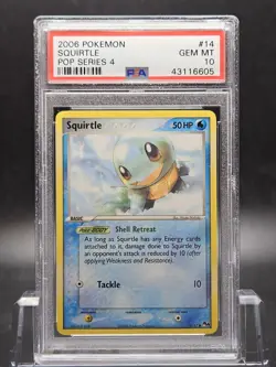 Pokemon PSA 10 GEM MT Squirtle 14/17 Pop Series 4 Non-Holo 2006 Rare - Image 1
