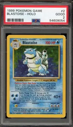 Pokemon Blastoise Base Set Unlimited Holo Rare #2 PSA 2 - Image 1
