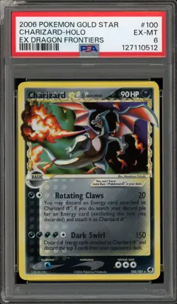 Pokemon Charizard Gold Star EX Dragon Frontiers #100 DAMAGED SLAB PSA 6 - Image 1