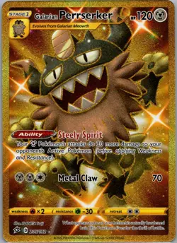 Galarian Perrserker 205/192 Secret Rare Rebel Clash Pokemon Near Mint - Image 1