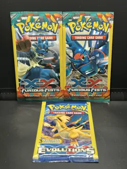 Pokemon XY 3 Card Booster Pack Factory Sealed x3 - Image 1
