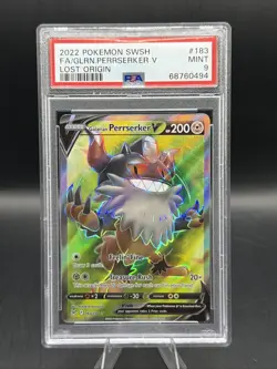 Galarian Perrserker V Pokemon Card (Lost Origin 183/196) Full Art MINT PSA 9 - Image 1