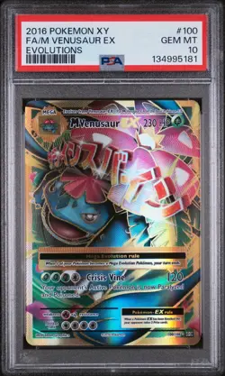 2016 POKEMON XY EVOLUTIONS #100 FA/M VENUSAUR EX PSA 10 - Image 1