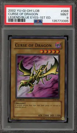 Yu-Gi-Oh! Curse of Dragon Legend of Blue Eyes 1st Edition LOB-066 WAVY PSA 9 - Image 1