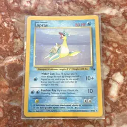Pokemon Lapras Fossil Holo Rare Unlimited 10/62 80 HP English Card 1999 - Image 1