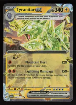 2023 Pokemon Obsidian Flames - TYRANITAR ex - Double Rare Holo card no. 66/197 - Image 1