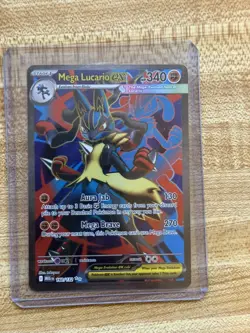 Pokemon Mega Lucario EX Full Art Holo Card 160/132 ME01 Mega Evolution - Image 1