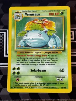 Pokemon TCG Venusaur Base Set Holo Unlimited Rare Card 15/102 MP - Image 1