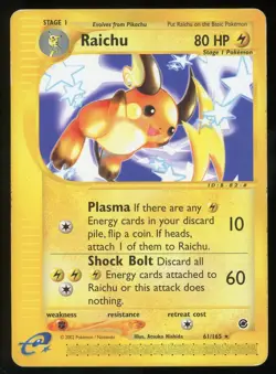 Pokemon TCG Raichu Non Holo Rare 61/165 Expedition E-Reader WOTC Vintage MP - Image 1