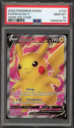 Pokemon Pikachu V Vivid Voltage Full Art #170 PSA 10 Gem Mint - Image 1
