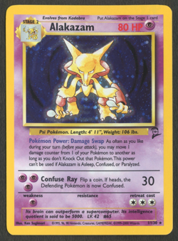 Pokemon TCG: Alakazam 1/130 Base Set 2 WoTC Holo Rare NM - Image 1