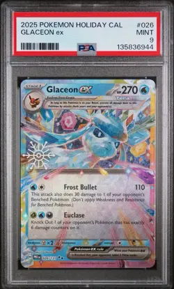 2025 POKEMON HOLIDAY CALENDAR #026 GLACEON EX PSA 9 - Image 1