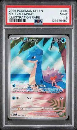 2025 POKEMON DRI EN-DESTINED RIVALS ILLUSTRATION RARE #194 MISTY'S LAPRAS PSA 9 - Image 1