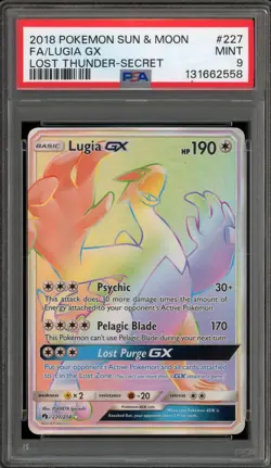 Pokemon Lugia GX Lost Thunder Secret Rare Full Art #227 PSA 9 Mint - Image 1