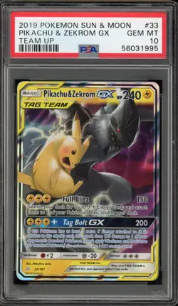 Pokemon Pikachu & Zekrom GX Team Up Holo Ultra Rare #33 PSA 10 Gem Mint - Image 1
