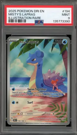 Pokemon Misty's Lapras Destined Rivals Illustration Rare #194 PSA 9 Mint - Image 1