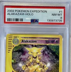 2002 POKEMON EXPEDITION #1 ALAKAZAM-HOLO PSA 8 NM- MT - Image 4