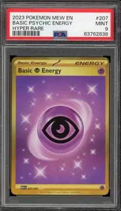 Pokemon Basic Psychic Energy 151 MEW EN Hyper Rare #207 PSA 9 Mint - Image 1