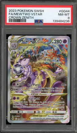 Pokemon Mewtwo VSTAR Crown Zenith Galarian Gallery Full Art #GG44 PSA 8 - Image 1