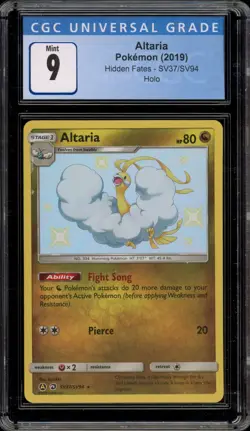 Pokemon Altaria Hidden Fates Holo Rare #SV37 CGC 9 Mint - Image 1