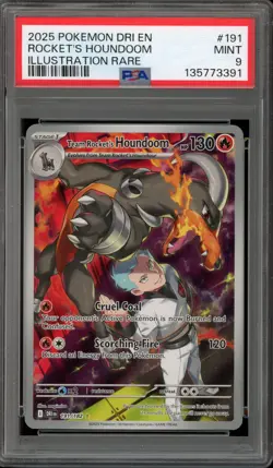 Pokemon Team Rocket's Houndoom Destined Rivals Illustration Rare #191 PSA 9 Mint - Image 1