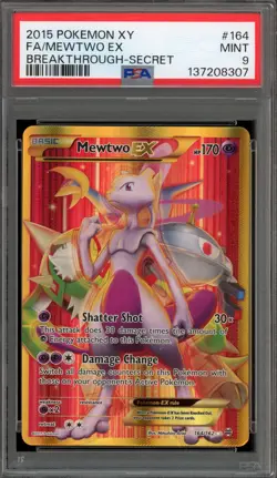 Pokemon Mewtwo EX XY Breakthrough Secret Rare Full Art #164 PSA 9 Mint - Image 1