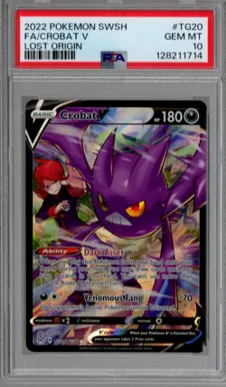 2022 POKEMON SWORD & SHIELD LOST ORIGIN #TG20 FULL ART/CROBAT V PSA 10 - Image 1