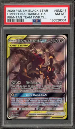 Pokemon Umbreon & Darkrai GX Tag Team Powers Coll. Full Art Promo SM241 PSA 8 - Image 1