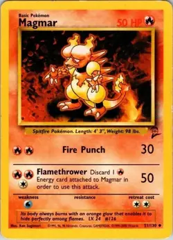 Magmar 51/130 Base Set 2 Unlimited Uncommon Pokemon LP - Image 1