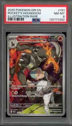 Pokemon Team Rocket's Houndoom Destined Rivals Illustration Rare #191 PSA 8 - Image 1