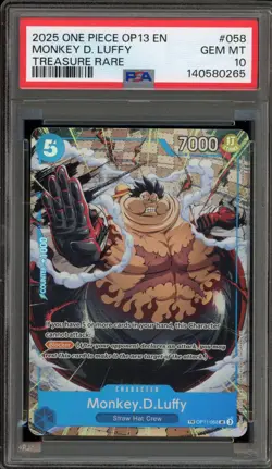 One Piece CCG Monkey.D.Luffy Treasure Rare OP11-058 PSA 10 Gem Mint - Image 1