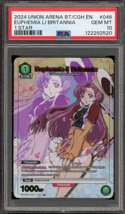 Union Arena Euphemia Li Britannia 1 Star BT/CGH EN #046 PSA 10 Gem Mint - Image 1