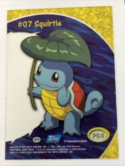 2000 Topps Pokemon #07 Squirtle Blue Logo TV Animation Clear Card #PC4 - Image 2