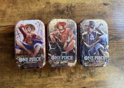 Bandai One Piece CCG Sealed Deck Tin Set 3 Card Stock Decks Luffy Ace Sabo - Image 1
