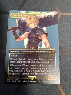 Cloud, Ex-SOLDIER Borderless Commander: Final Fantasy MTG NM Includes Protector - Image 1