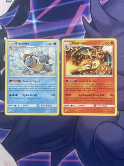 Charizard 14/181 & Blastoise 25/181 - Sun & Moon Team Up Rare Regular Pokemon - Image 1