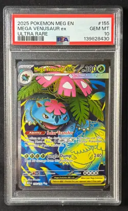 2025 POKEMON MEG EN-MEGA EVOLUTION ULTRA RARE #155 MEGA VENUSAUR EX PSA 10 - Image 1