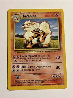 Arcanine 023/102 Base Set Regular 1999 Unlimited Pokemon Game TCG - Image 1