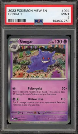 Pokemon Gengar 151 MEW EN Holo Rare #094 PSA 9 Mint - Image 1
