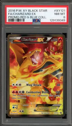 Pokemon Charizard EX Red & Blue Coll. Black Star Full Art Promo XY121 PSA 8 - Image 1