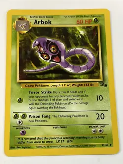 Arbok 31/62 Fossil Regular 1999 Unlimited Pokemon Game TCG - Image 1