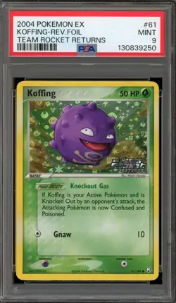 Pokemon Koffing EX Team Rocket Returns Reverse Holo #61 PSA 9 Mint - Image 1