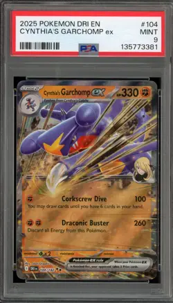Pokemon Cynthia's Garchomp ex Destined Rivals Double Rare #104 PSA 9 Mint - Image 1