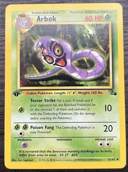 Arbok 31/62 Pokemon TCG WOTC Base Set Fossil Uncommon MINT NM - Image 1